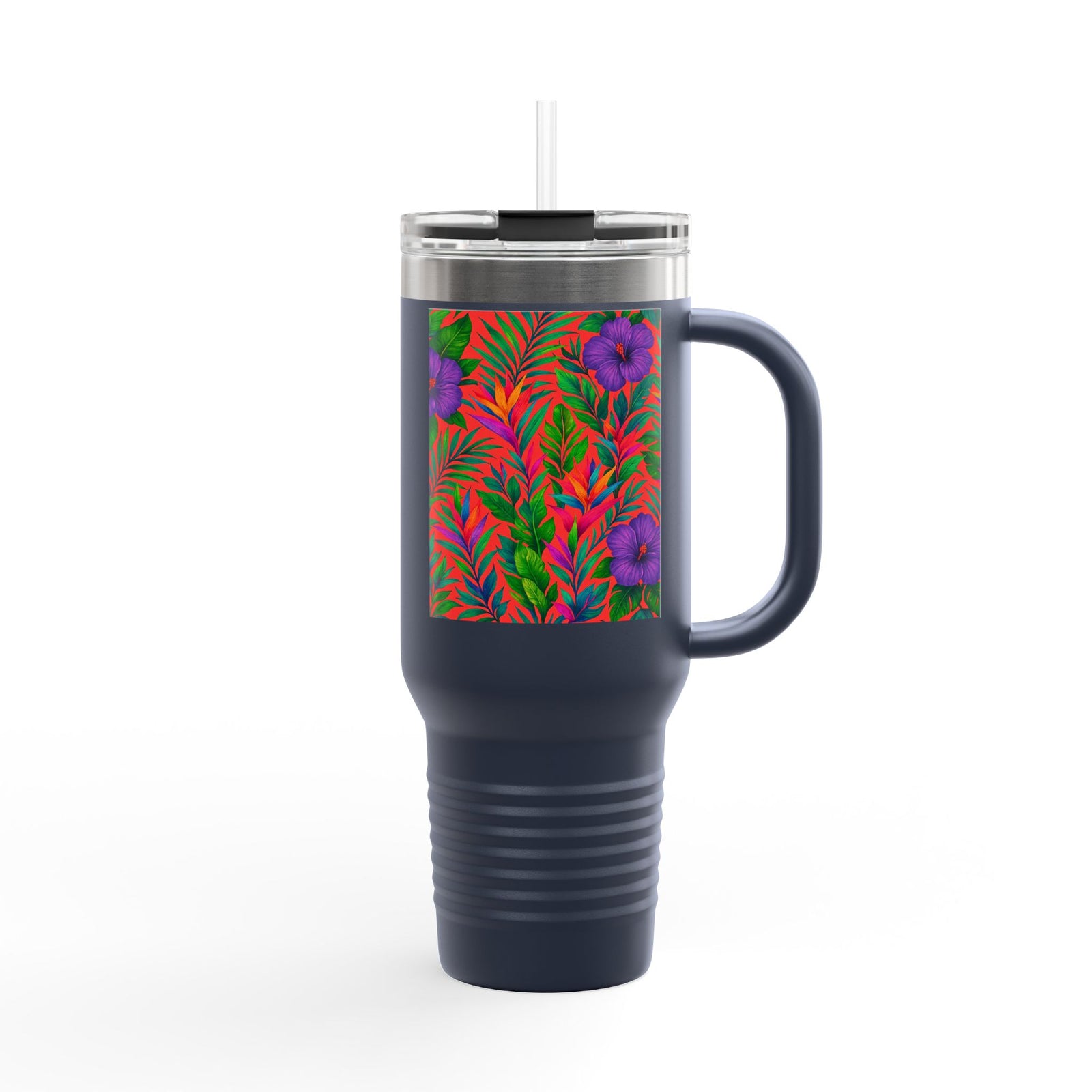Midnight Flower Coral Insulated Travel Mug - 40oz - Perfect for Outdoor Adventures