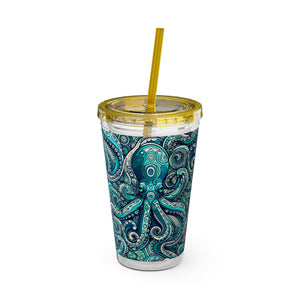 Tropical Tumbler with Straw | 16oz: Aqua Octopus