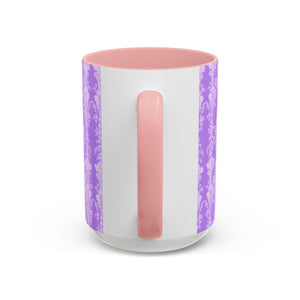 Accent Color Coffee Mug (11, 15oz), Pearl Lady Toile/Lavender Repeat