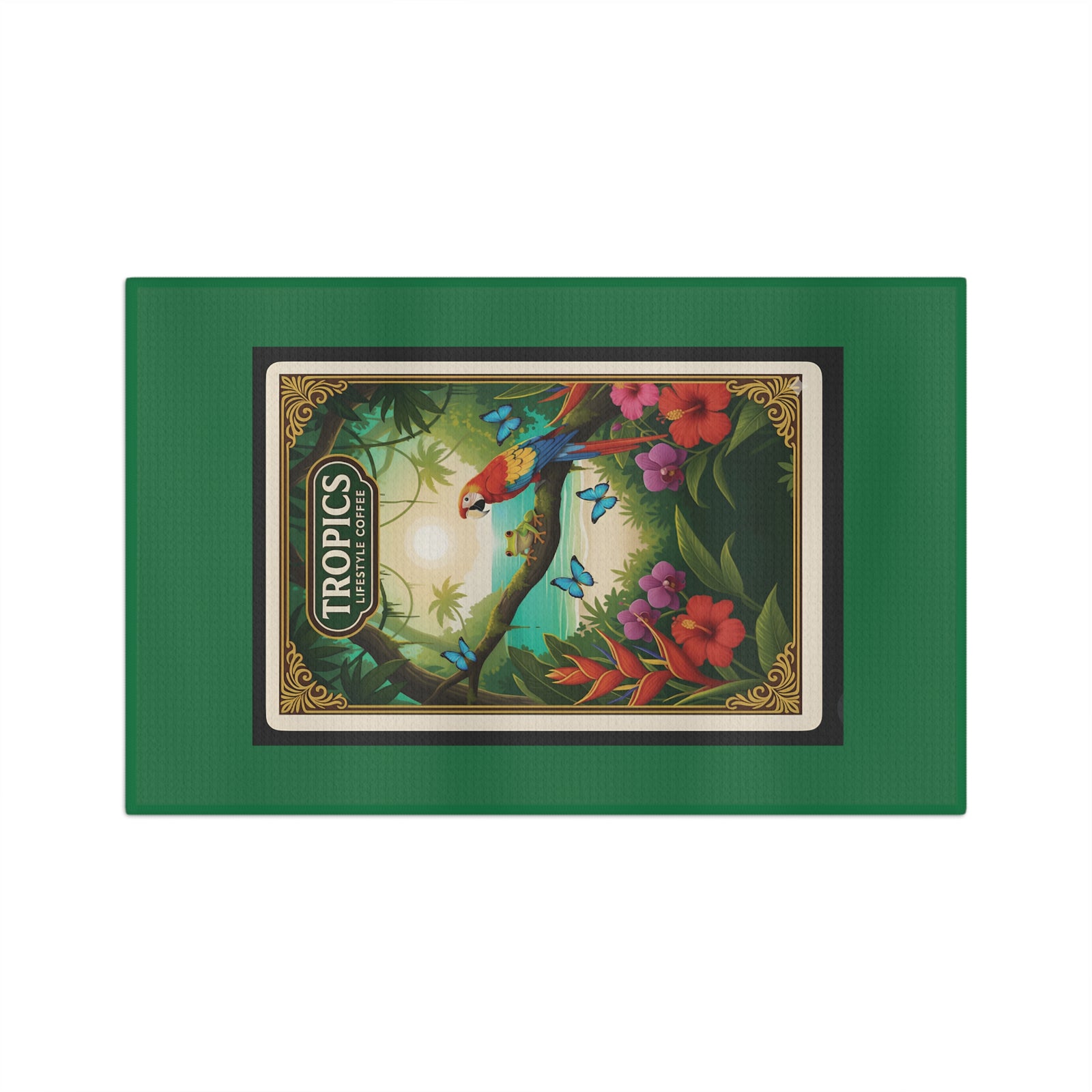 Tropical Microfiber Coffee/Tea Towel — Vintage Jungle Seaside Friends