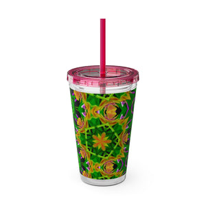Tropical Tumbler with Straw | 16oz Colorful Travel Cup / Kaleido Orchid