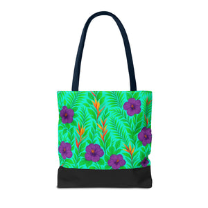 Midnight Flower GreenTote Bag - 3 Sizes