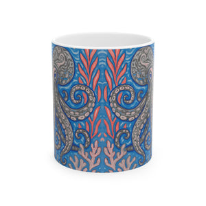 Ceramic White Mug - 11oz & 15oz, Slate Octopus Kraken Joe