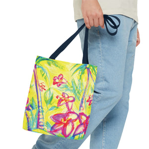 Tropical Doodles Tote Bag, Yellow - 3 Sizes