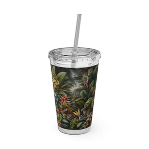Tropical Tumbler with Straw | 16 oz: Rainforest Rabbit Outing