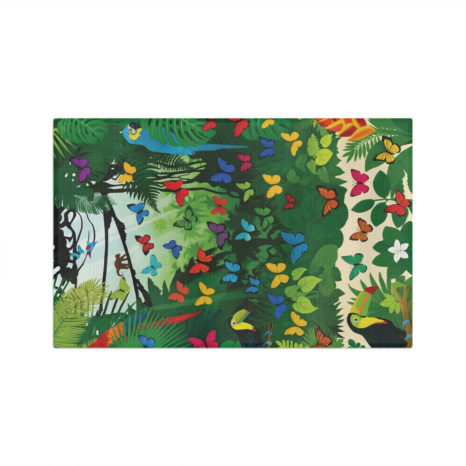 Tropical Microfiber Coffee/Tea Towel – Jungle Parrots & Butterflies