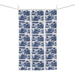Tropical Microfiber Coffee/Tea Towel ~ Blue Coastal Toile