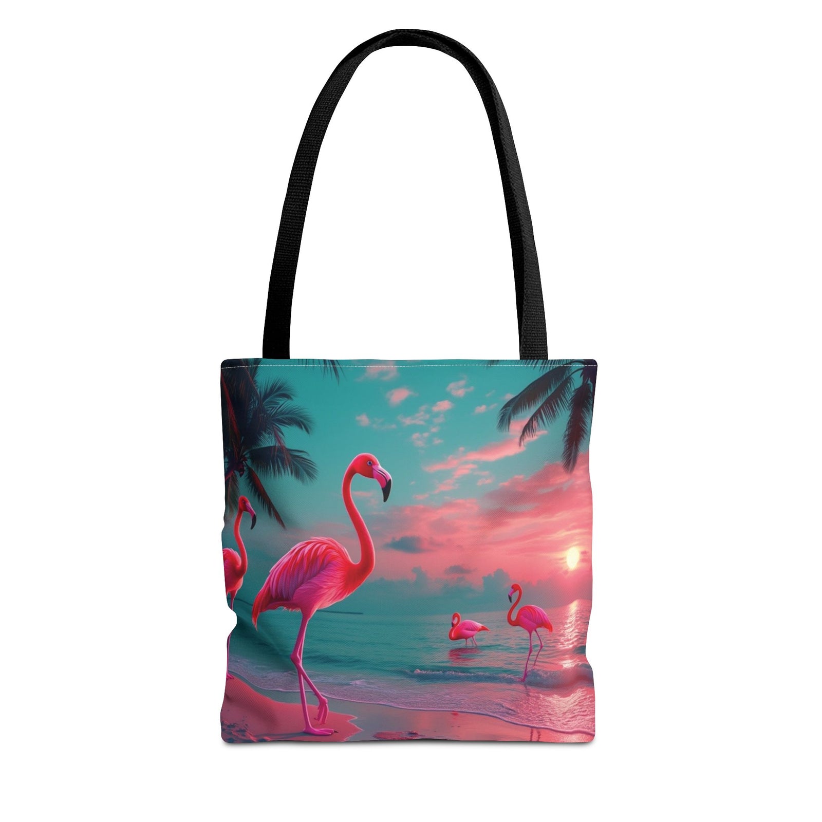Neon Flamingos at Night Tote Bag - 3 Sizes