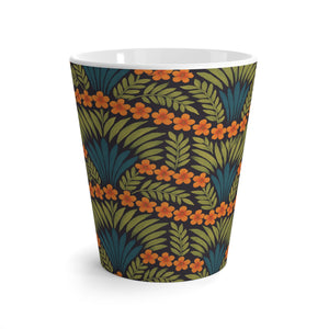 Latte White Mug - Hibiscus Fan Dance, Orange