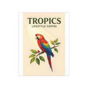 Vintage Coffee Wall Art, Vintage Silk Poster ~ Tropics Parrot (Brand)