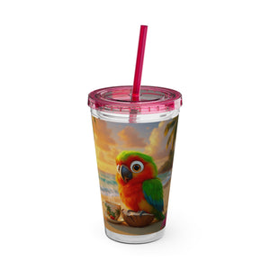 Tropical Tumbler with Straw | 16oz: Tiki the Parrot