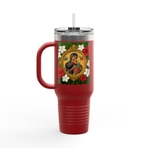 Religious Insulated Travel Mug, 40oz / Our Lady of Perpetual Help, Mary and Jesus