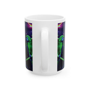 Ceramic White Mug - 11oz & 15oz, Galatic Parrots