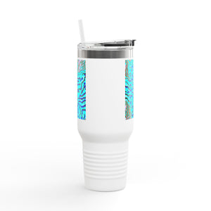 Insulated Travel Mug, 40oz / Wild Coral, Turquoise - Perfect for Outdoor Adventures