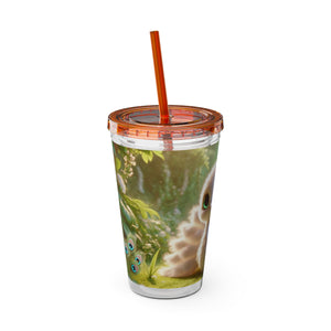 Tropical Tumbler with Straw | 16 oz: Baby White Peacock