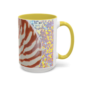 Colorful Mugs (11oz, 15oz), Disco Tiger Stripe Nautilus Macro