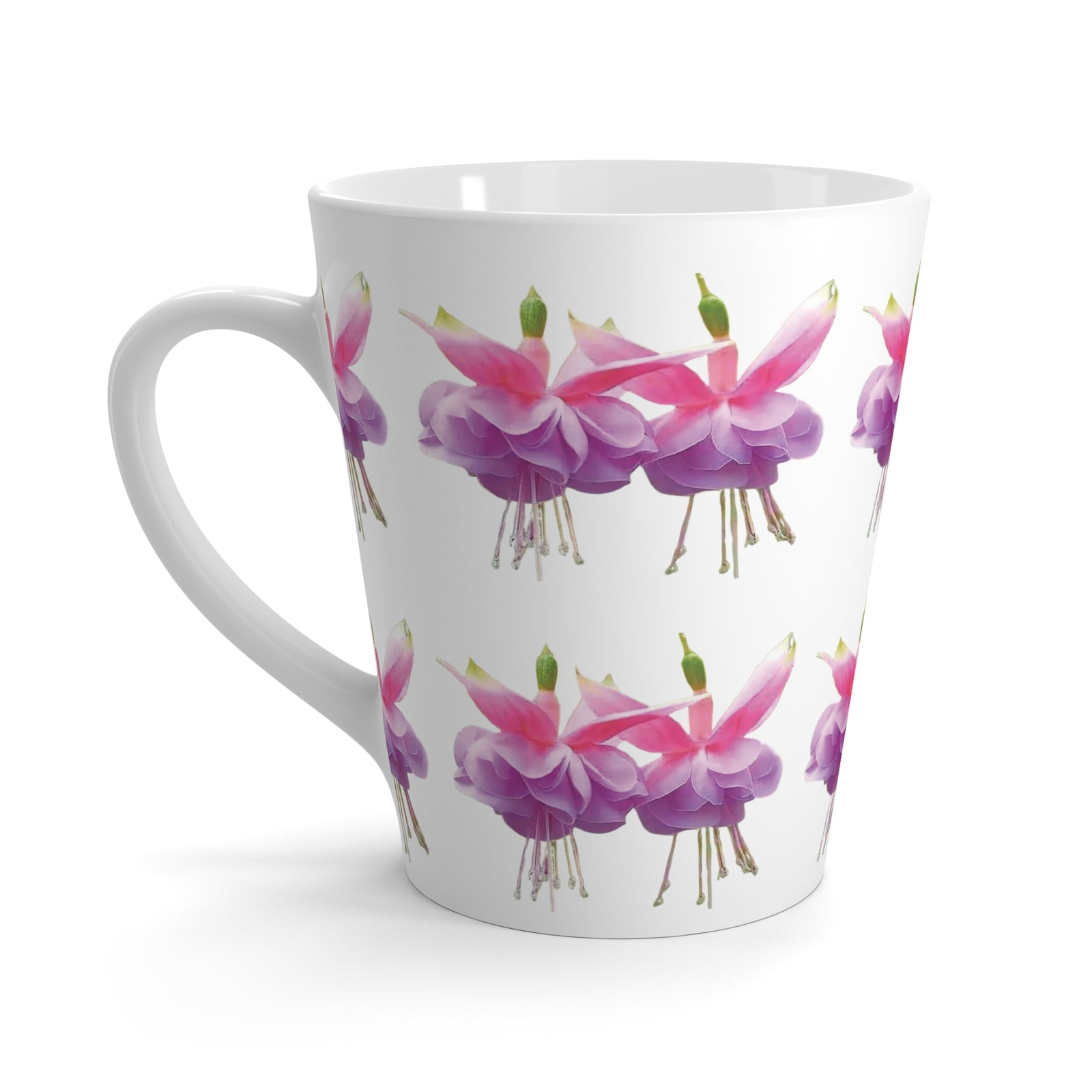 Latte White Mug - Tropical Pink Fuchsias
