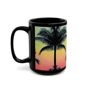 Black Coffee Mug - Palm Glow, Sangria