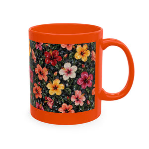 Hibiscus Garden Ceramic Mug — Vibrant Floral Coffee Cup