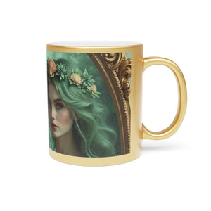 Tropical Metallic Mug, Gold or Silver - Framed Mermaid Princesses