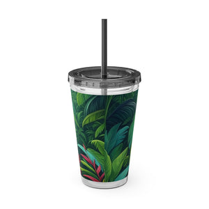 Tropical Tumbler with Straw | 16oz Colorful Travel Cup / Sleeping Spot