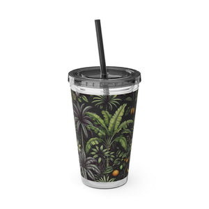 Tropical Tumbler with Straw | 16 oz: Tropical Fruit, Black