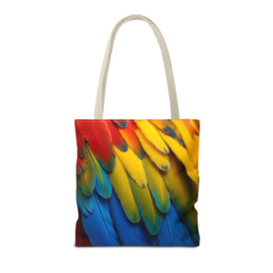 Tropical Macaw Parrot Feathers Tote Bag - Colorful Design, 3 Sizes