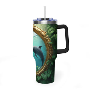 40 oz Tumbler ~ Dolphin Duo Ocean, Insulated