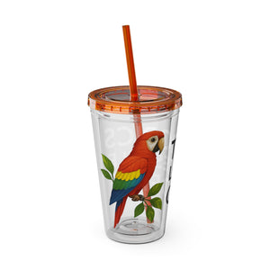 Tropical Tumbler with Straw | 16oz: Tropics Lifestyle Coffee Parrot Logo