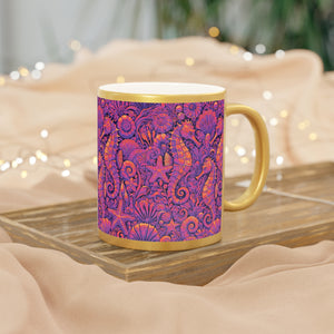 Tropical Metallic Mug, Gold or Silver - Seahorse Trio, Heatwave