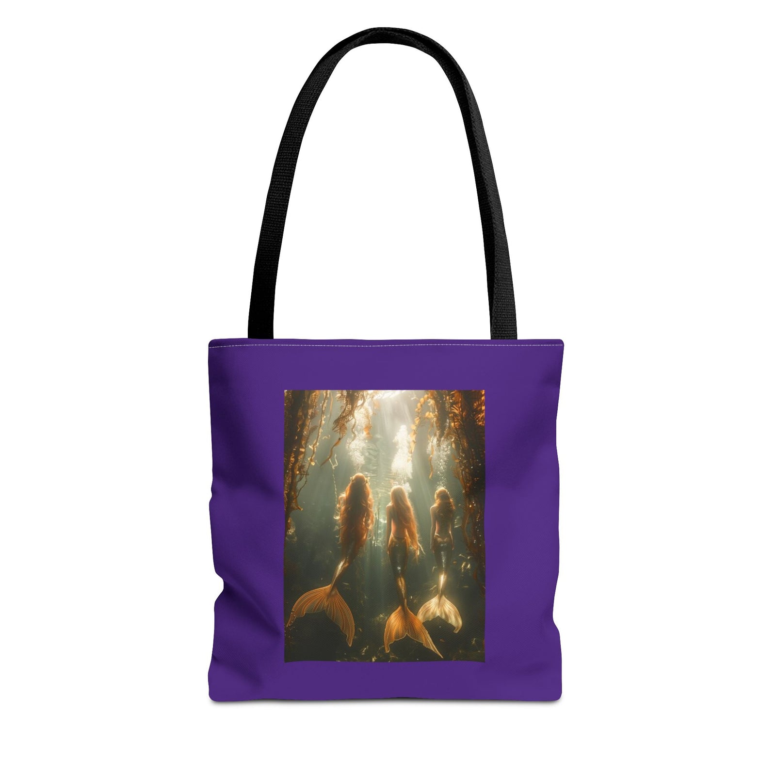 Three Mermaid Sisters, Purple Tote Bag - 3 Sizes