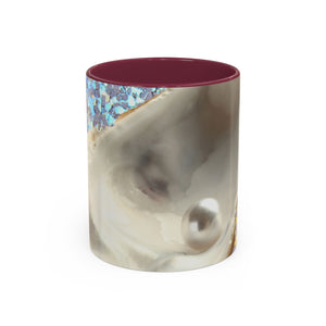 Colorful Mugs (11oz, 15oz), Disco White Pearl Oyster Macro