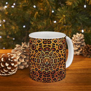 White Ceramic Mug — Bold Leopard Hiidden Pattern Coffee Cup (11oz & 15oz)