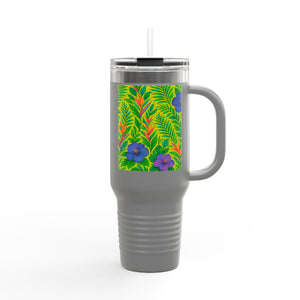 Midnight Flower Lime Insulated Travel Mug - 40oz - Perfect for Outdoor Adventures