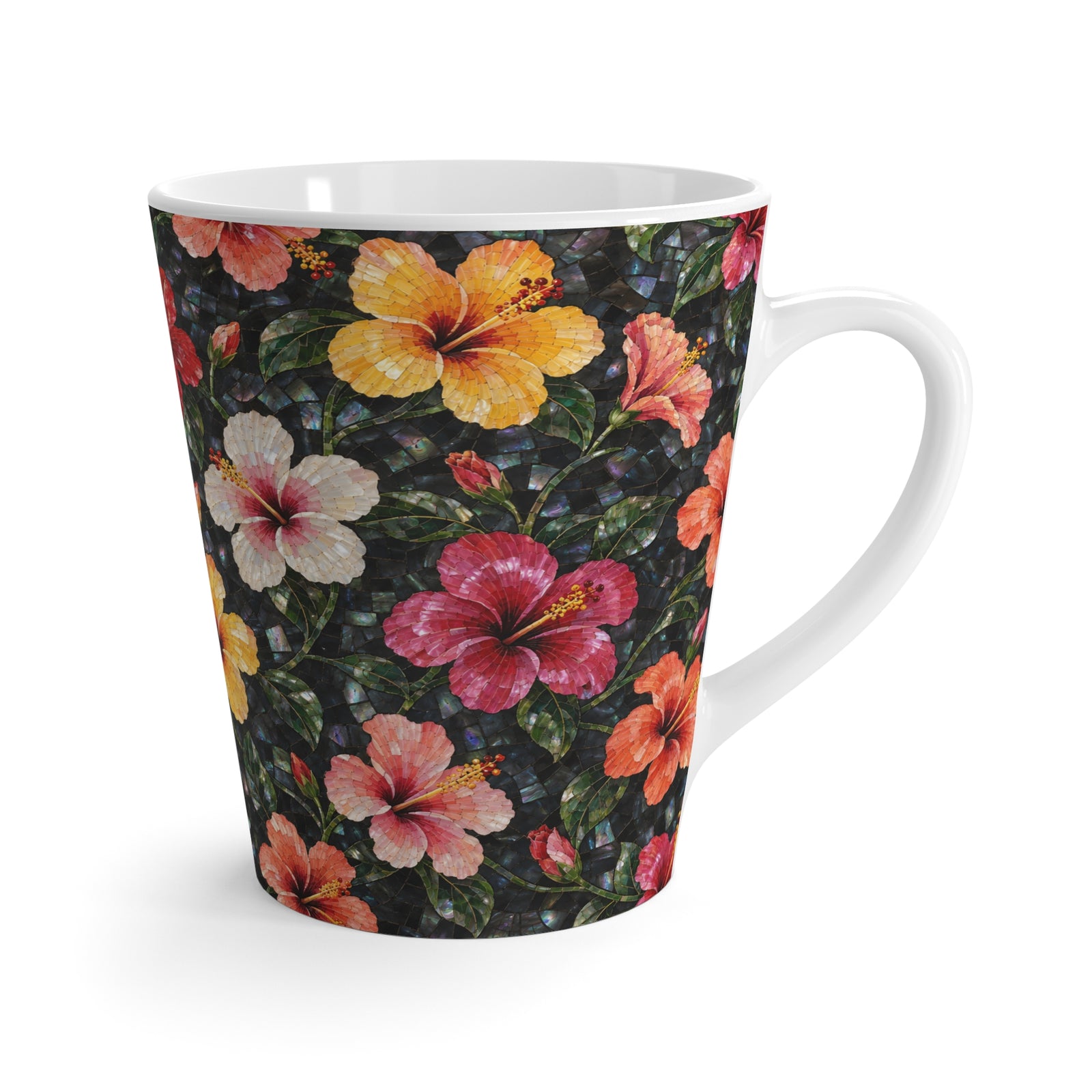 Tropical Latte Mug, 12 oz— Hibiscus Garden Coffee Cup