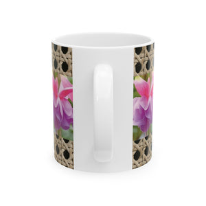 Ceramic White Mug - 11oz & 15oz, Wicker & Two Fuchsias Photo