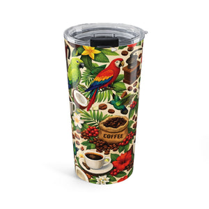 20 oz. Tumbler — Tropical Coffee Parrots Insulated Travel Cup