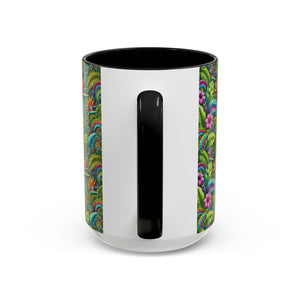 Accent Color Coffee Mug (11, 15oz), Rainforest Blooms
