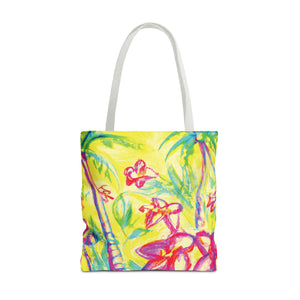 Tropical Doodles Tote Bag, Yellow - 3 Sizes