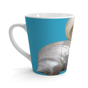 Latte White Mug - Perfect for Coffee Enthusiasts / Lustrous Seashell Trio, Turquoise