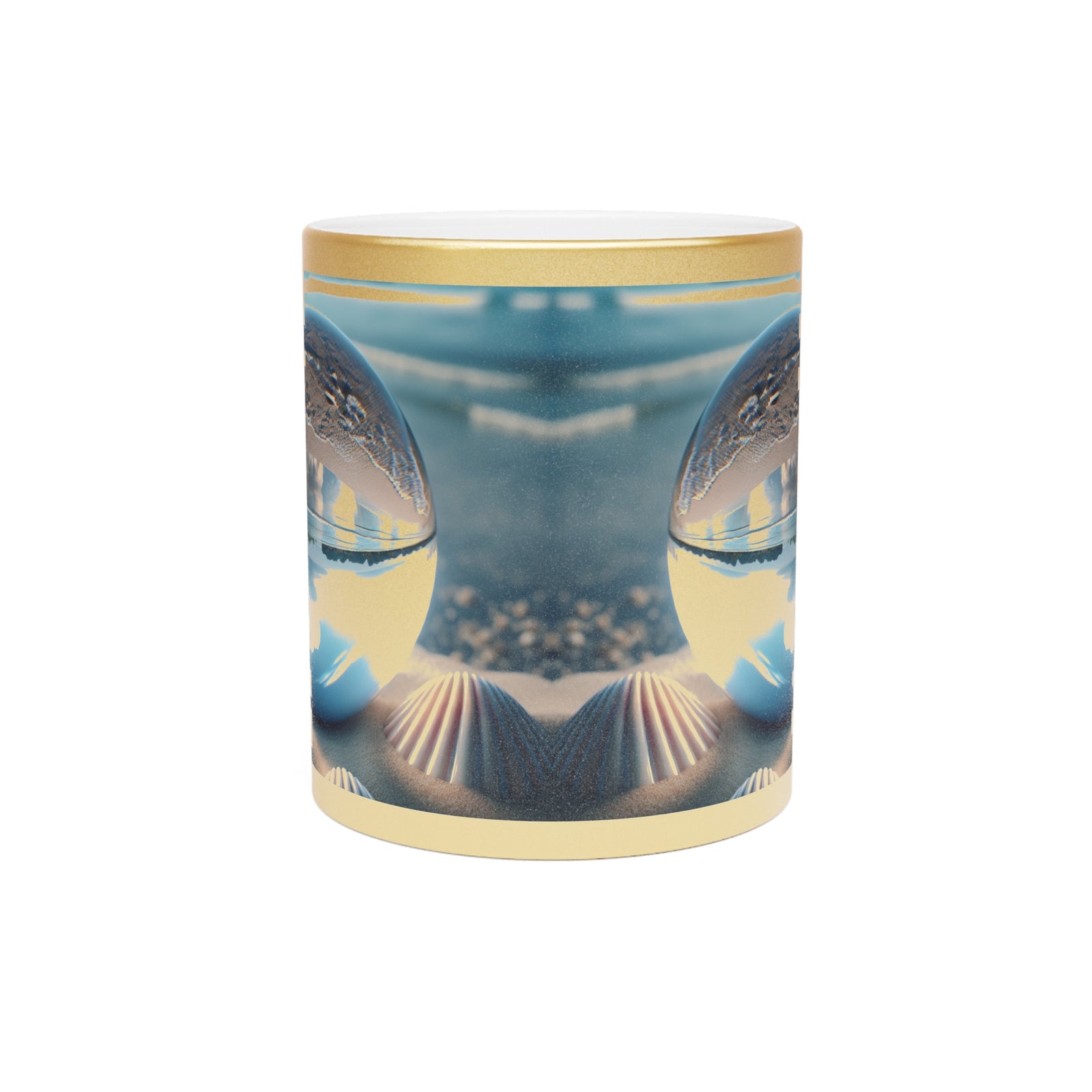 Ocean-Inspired Metallic Mug - Beach Illusion Ball