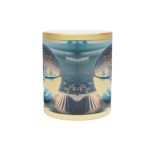 Ocean-Inspired Metallic Mug - Beach Illusion Ball