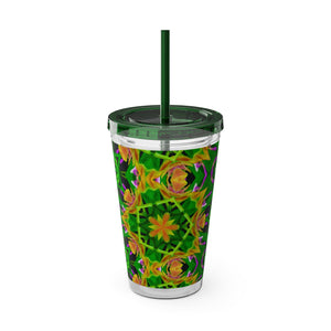 Tropical Tumbler with Straw | 16oz Colorful Travel Cup / Kaleido Orchid