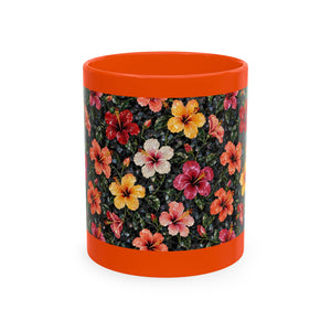Hibiscus Garden Ceramic Mug — Vibrant Floral Coffee Cup
