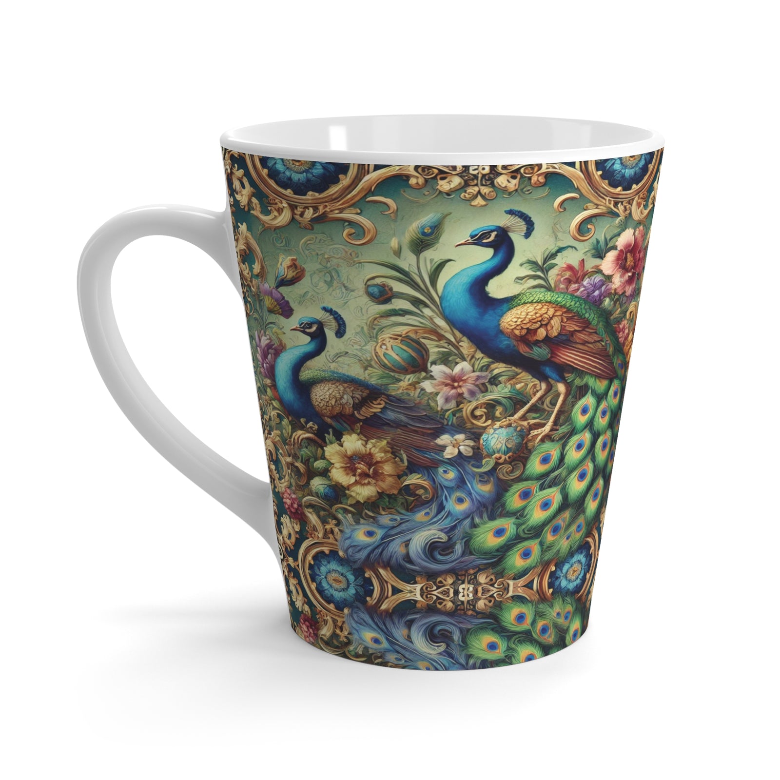 Latte White Mug - Kaleido Peacock Royals
