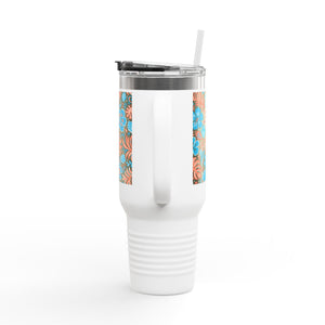Insulated Travel Mug, 40oz / Beach Dreams, Coral Blues