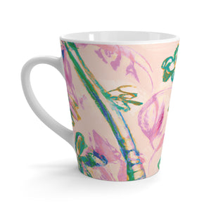Latte White Mug - Tropical Doodles, Pink