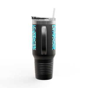 Insulated Travel Mug, 40oz / Coral Reef Threads, Turquoise - Perfect for Outdoor Adventures