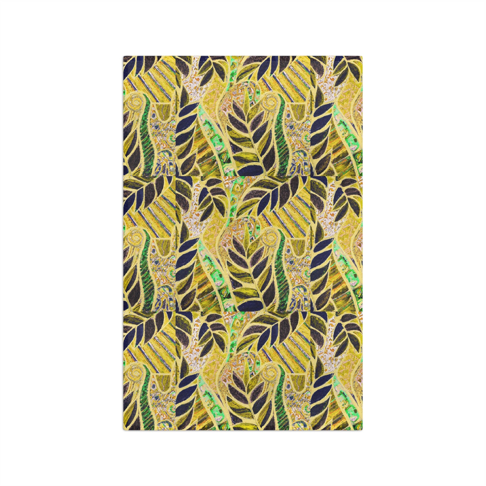 Tropical Microfiber Coffee/Tea Towel ~ Botanical Amazon Whimsy, Gold