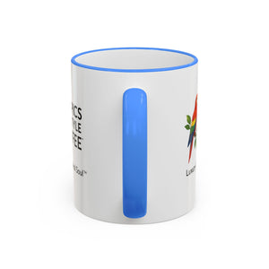 Accent Rim & Handle Coffee Mug ~ Tropics Lifestyle Coffee Parrot Logo